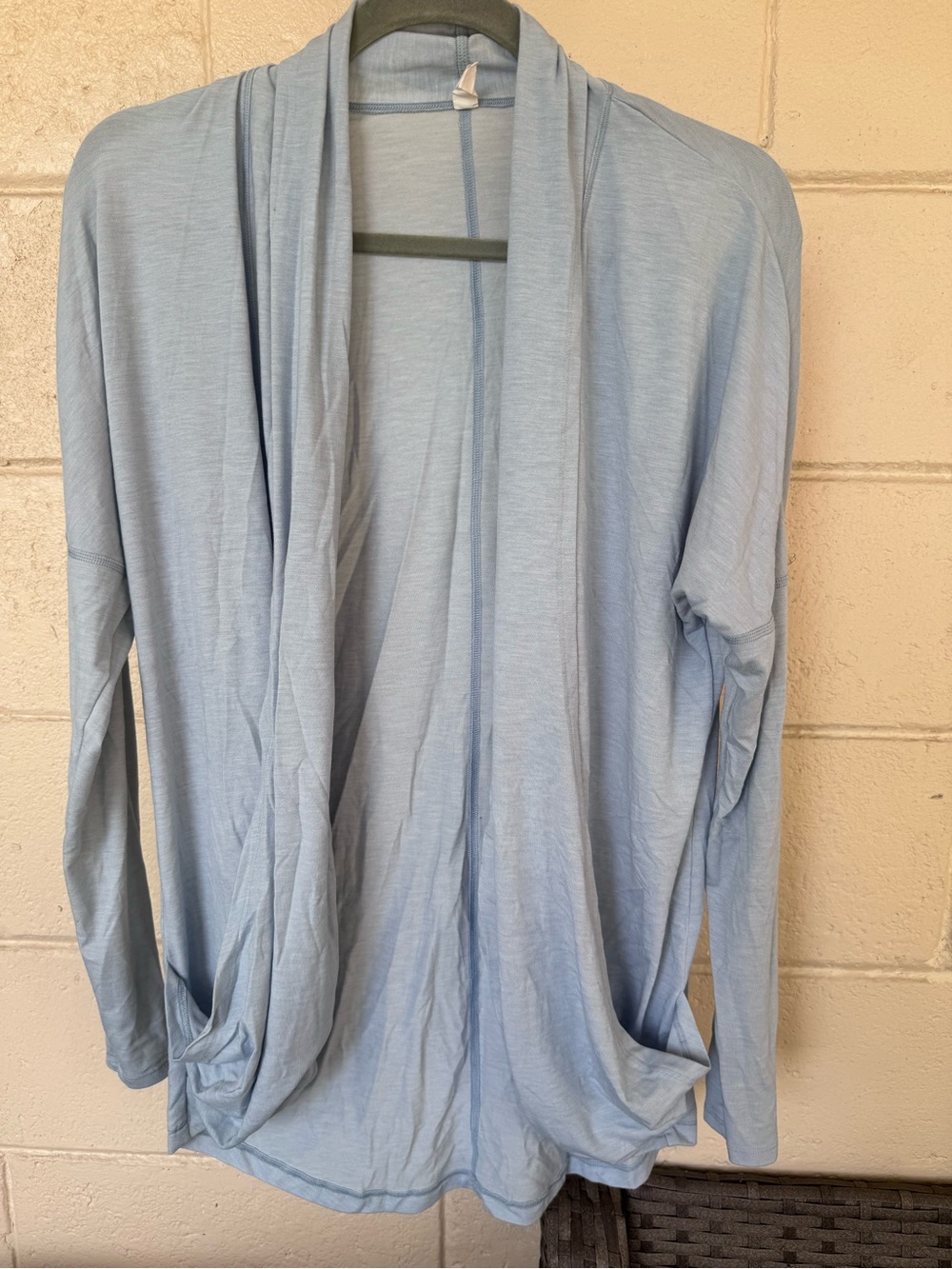 Lucy Light Blue Open-Front Draped Cardigan